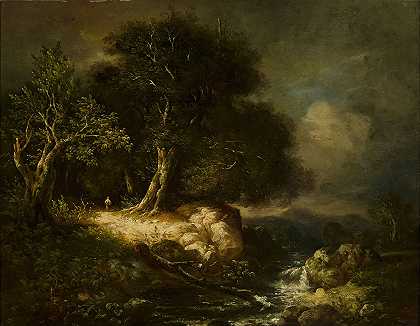 詹姆斯·斯塔克（James Stark）的《有路有河的森林风景》