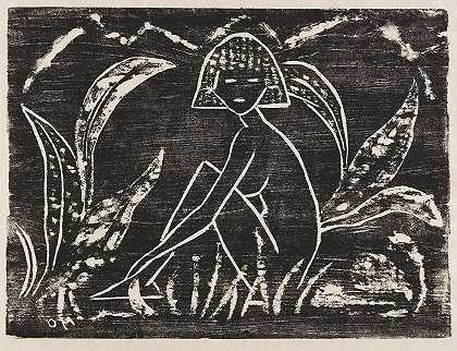 奥托·穆勒（Otto Mueller）的《叶植物间的女孩》（《芦苇中的女孩》）