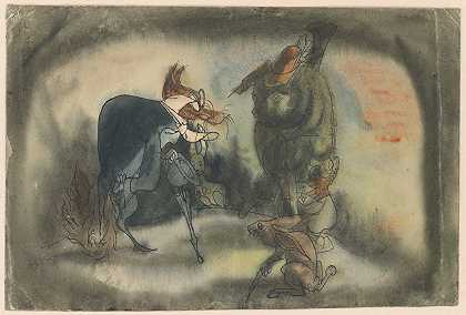 Ján Novák的《狮子的相遇是帽子和带伞的狐狸》