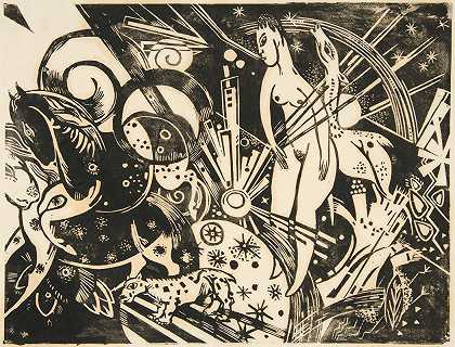 海因里希·坎彭登克的《裸体女性与动物的组合》