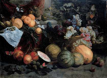 Jan Roos的《水果和蔬菜的静物》
