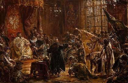扬·马特伊科（Jan Matejko）的《华沙赛马场上的沙皇》（Shuysky Tsars at the Seym of Warsaw）