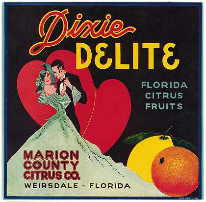 “Dixie Delite佛罗里达柑橘水果标签”