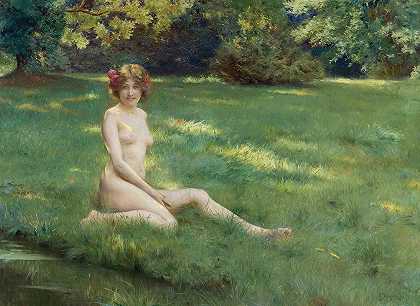 朱利叶斯·勒布朗·斯图尔特在草坪上裸体