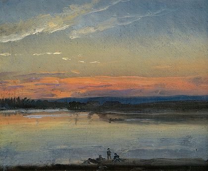 约翰·克里斯蒂安·达尔的《暮色中的易北河》