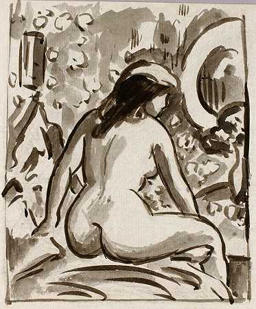 卡尔·纽曼的《坐着的裸体》