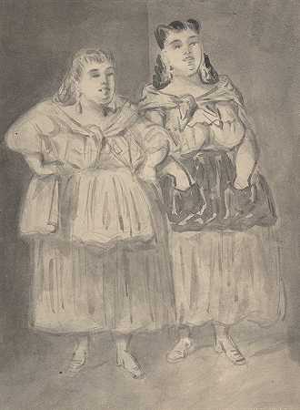 Constantin Guys的《两个胖农民女人》