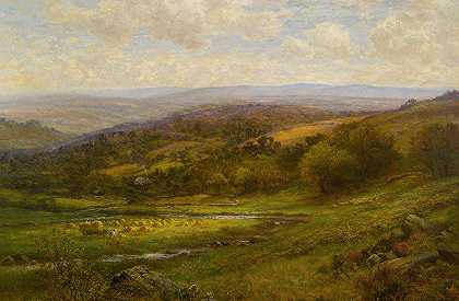 阿尔弗雷德·奥古斯塔斯·格伦德宁的《牛与草垛的风景》