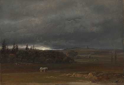 约翰·克里斯蒂安·达尔的《德累斯顿附近的田野与白马》