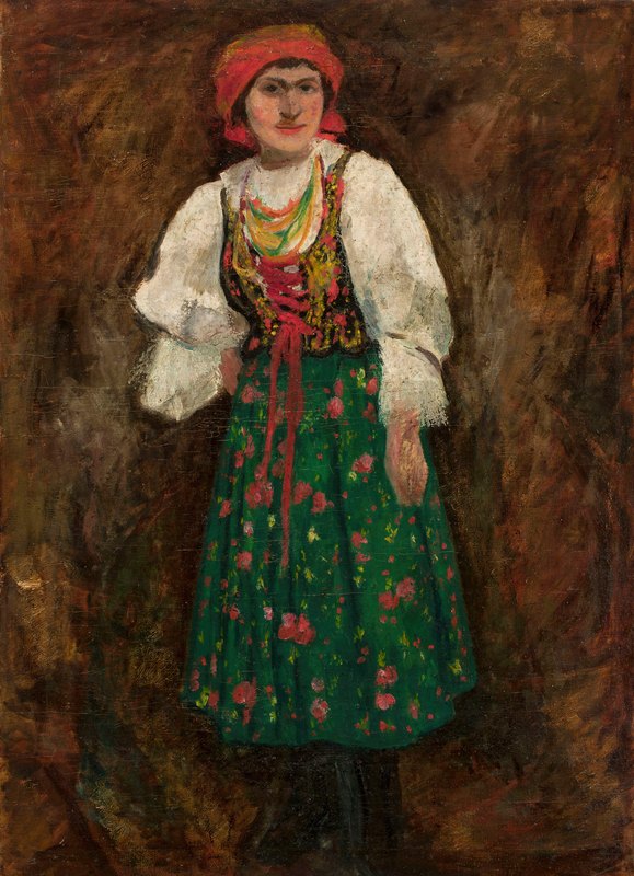 Tadeusz Makowski的《穿着克拉科夫民俗服装的女人》