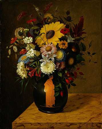 阿道夫·森夫的《带花的古董兵马俑花瓶》