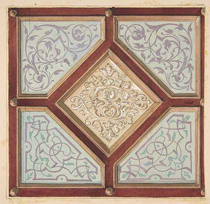 Jules Edmond Charles Lachaise设计的带有另类装饰图案的格子天花板