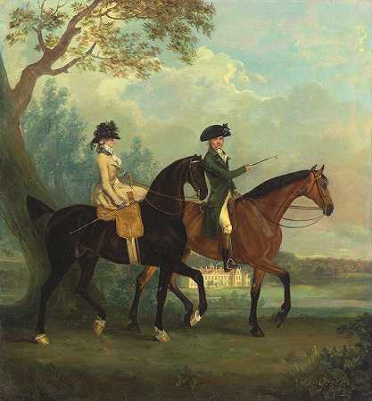 “玛西娅·皮特和她的哥哥乔治·皮特，后来的第二代里弗斯男爵，在斯特拉特菲尔德公园骑马……”托马斯·古奇