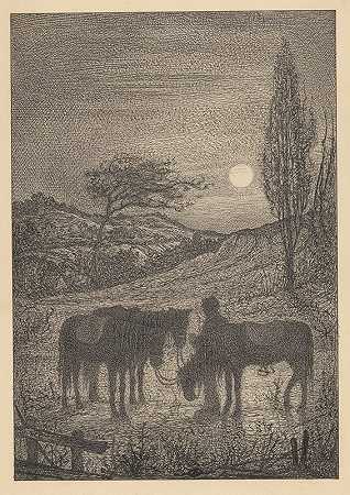 威廉·波托斯（Willem Pothaus）的《风景中有三匹马的人》