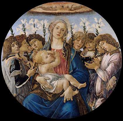 桑德罗·波提切利的《带着孩子的玛丽和歌唱的天使》