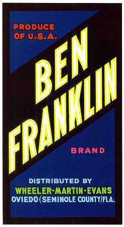 “本·富兰克林品牌生产标签”