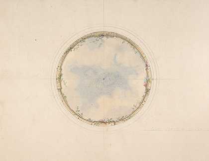 Jules Edmond Charles Lachaise的圆形云朵和玫瑰天花板设计