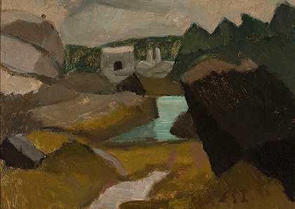 塔德乌什·马科夫斯基的《带水的岩石风景》
