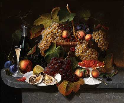 埃弗哈特·库恩的《水果、牡蛎和葡萄酒的静物》