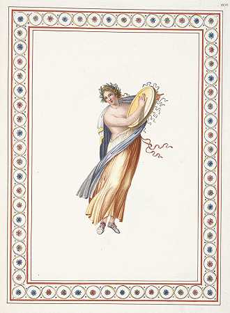 皮埃尔·让·马里埃特（Pierre Jean Mariette）著《戴着花环、打手鼓的半裸女性》