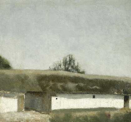 Vilhelm Hammershøi的“Landskab Med Bondgård（带农场的风景）”