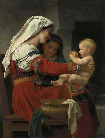 “母亲的崇拜——威廉·阿道夫·布格罗的《洗澡》