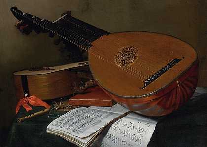尼古拉斯·亨利·杰奥拉特·德·贝特里的《琵琶与吉他的静物》