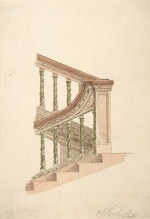 Charles James Richardson《伦敦索霍区杰拉德街杰拉德大厦楼梯详图》