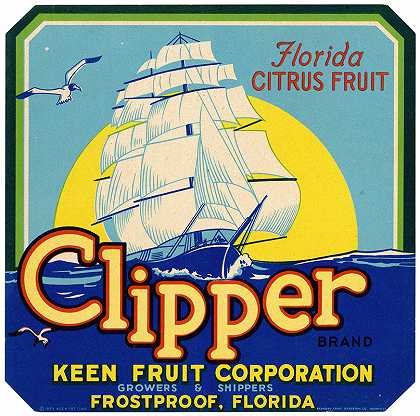 “Clipper品牌佛罗里达柑橘水果标签”