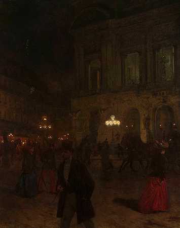 Aleksander Gierymski的《夜间巴黎歌剧》