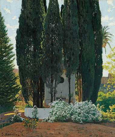圣地亚哥·鲁西尼奥尔的《柏树喷泉》