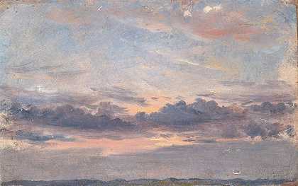 约翰·康斯特布尔的《云研究，日落》