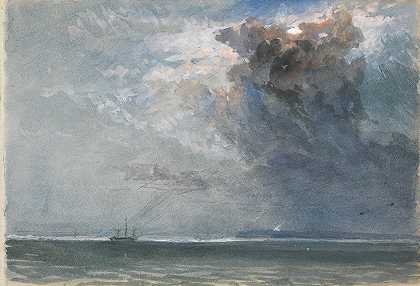 克拉克森·斯坦菲尔德的《风暴中的海上船只》