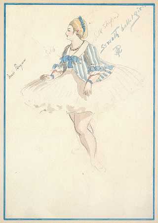 珀西·安德森的“第七届芭蕾舞女郎服装设计”（白色和蓝色条纹短裙）