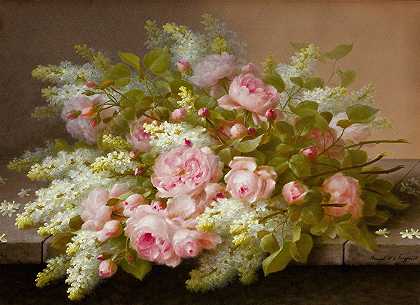 《花卉静物》作者：Raoul M.De Longpré