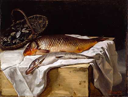 Frédéric Bazille的《鱼的静物》