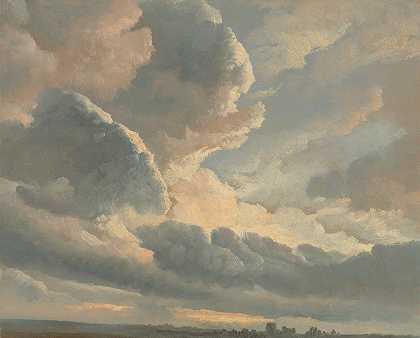 西蒙·丹尼斯的《罗马附近日落时的云层研究》