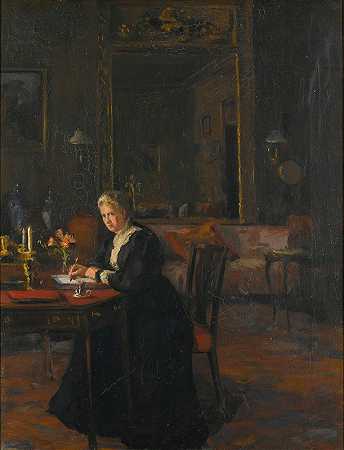 《室内肖像路易莎·卡罗琳·伊丽莎白·汉密尔顿》威廉·奥彭著
