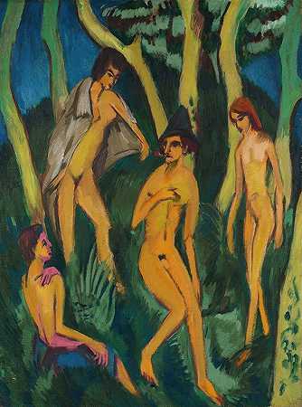 恩斯特·路德维希·凯尔希纳的《树下的四个裸体》
