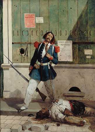 “受伤的国民警卫队（1848年革命的一集），作者：阿尔西德·约瑟夫·洛伦茨