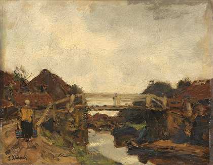 雅各布·马里斯的《跨越Rijswijk运河的木桥》