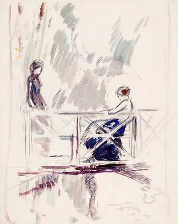 “女性户外”，马格努斯·恩克尔（Magnus Enckell）的素描