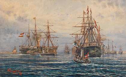 “皇帝弗朗西斯·约瑟夫一世登上了格奥尔格·格雷古斯（György Greguss）的“阿尔布雷希特大公”号案件伴侣船