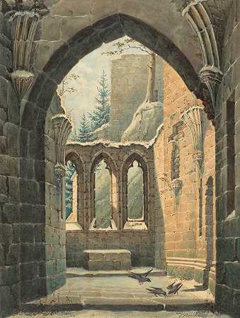 卡尔·海因里希·贝奇林《冬季奥宾修道院的废墟》