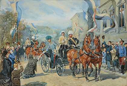 沃伊切赫·科萨克（Wojciech Kossak）的《皇帝乘坐马车穿过城市时接受请愿书》