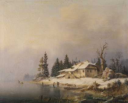 马库斯·佩恩哈特的《冬季湖边的农场》
