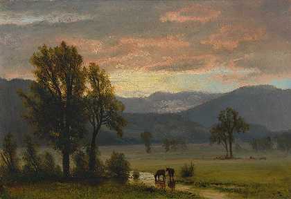 阿尔伯特·比尔斯塔特的《与牛的风景》
