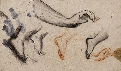 纳西丝·维吉尔·迪亚兹·德拉培尼亚的左臂和各种脚的草图