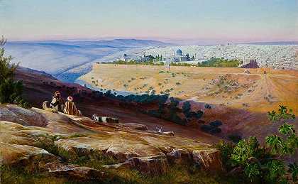爱德华·李尔《橄榄山上的耶路撒冷》
