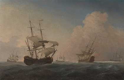 《英国战舰在海上微风中颠簸》作者：Willem van de Velde the Younger